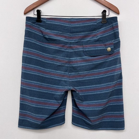 Roark Revival Men's Swim Board Shorts Teal/Red Striped Polyester/Spandex Size 30 - Picture 2 of 10